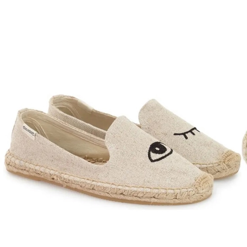 Soludos by Jason Polan wink embroidered flat espadrille size 6.5 “sand” color